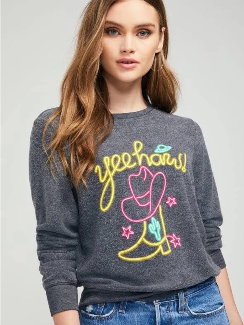 Wildfox Yee Haw Graphic Crewneck Sweatshirt M NWT